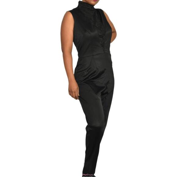 Vintage Jer Marai Jumpsuit Black Lingerie Nylon 60s Lace Loungewear Size Medium - Picture 16 of 16